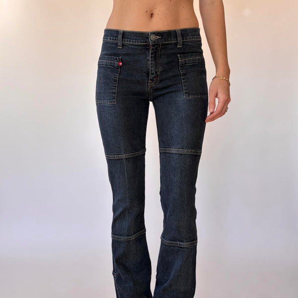 Y2K Paneled Flare Jeans (XS/S)