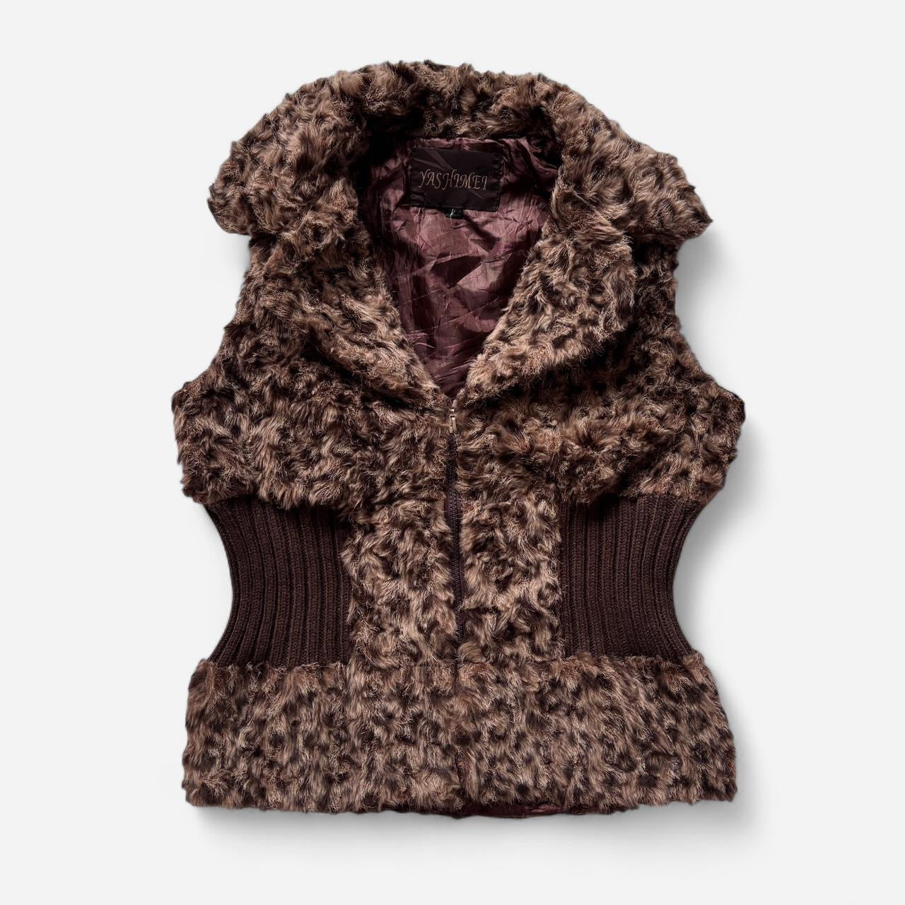 Y2K Furry Leopard Vest (L)