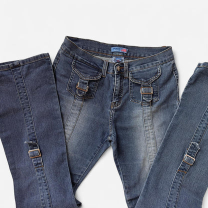 Y2K Buckle Flare Jeans (M)