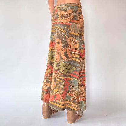 Y2K Graphic Pop Art Maxi Skirt (M/L)