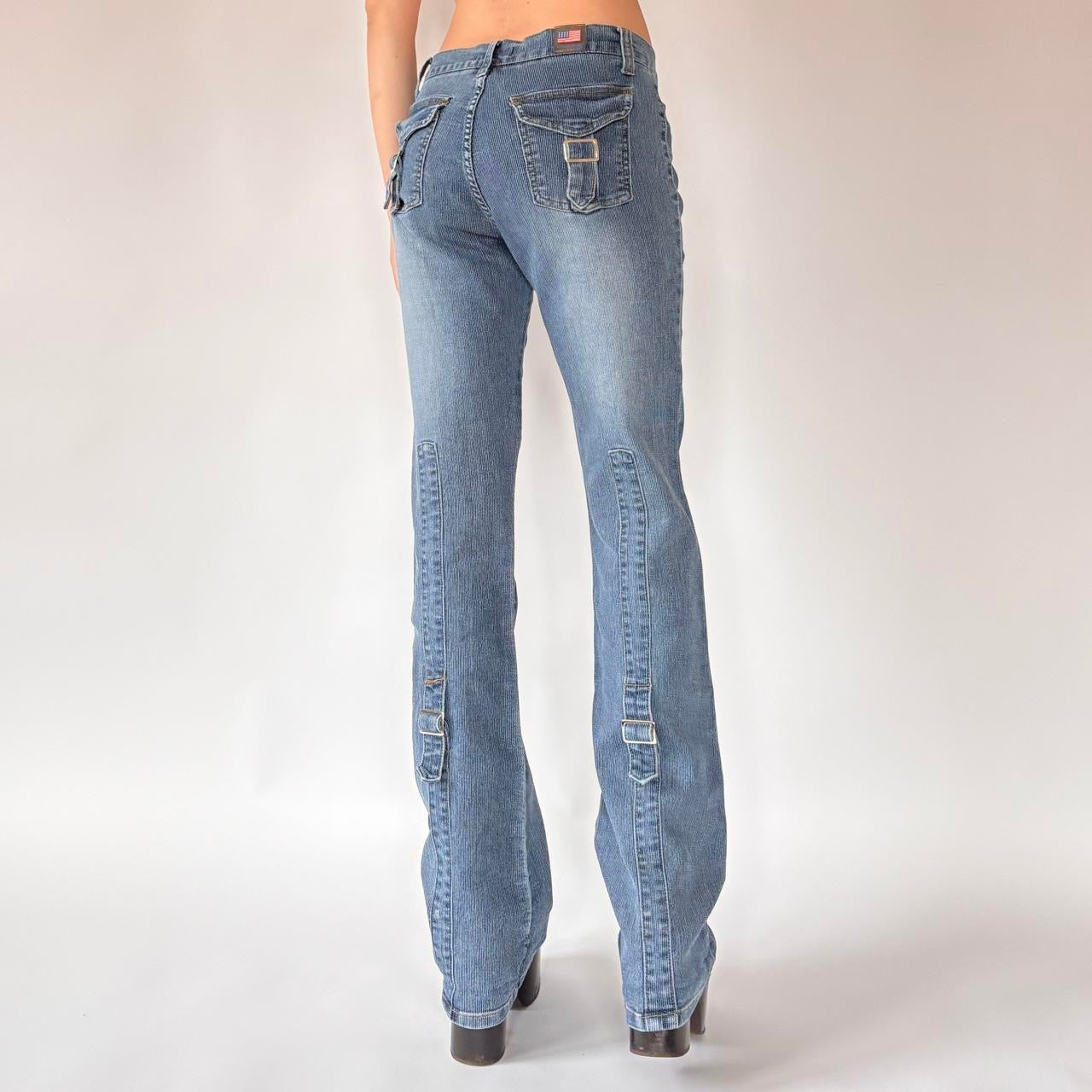 Y2K Buckle Flare Jeans (M)
