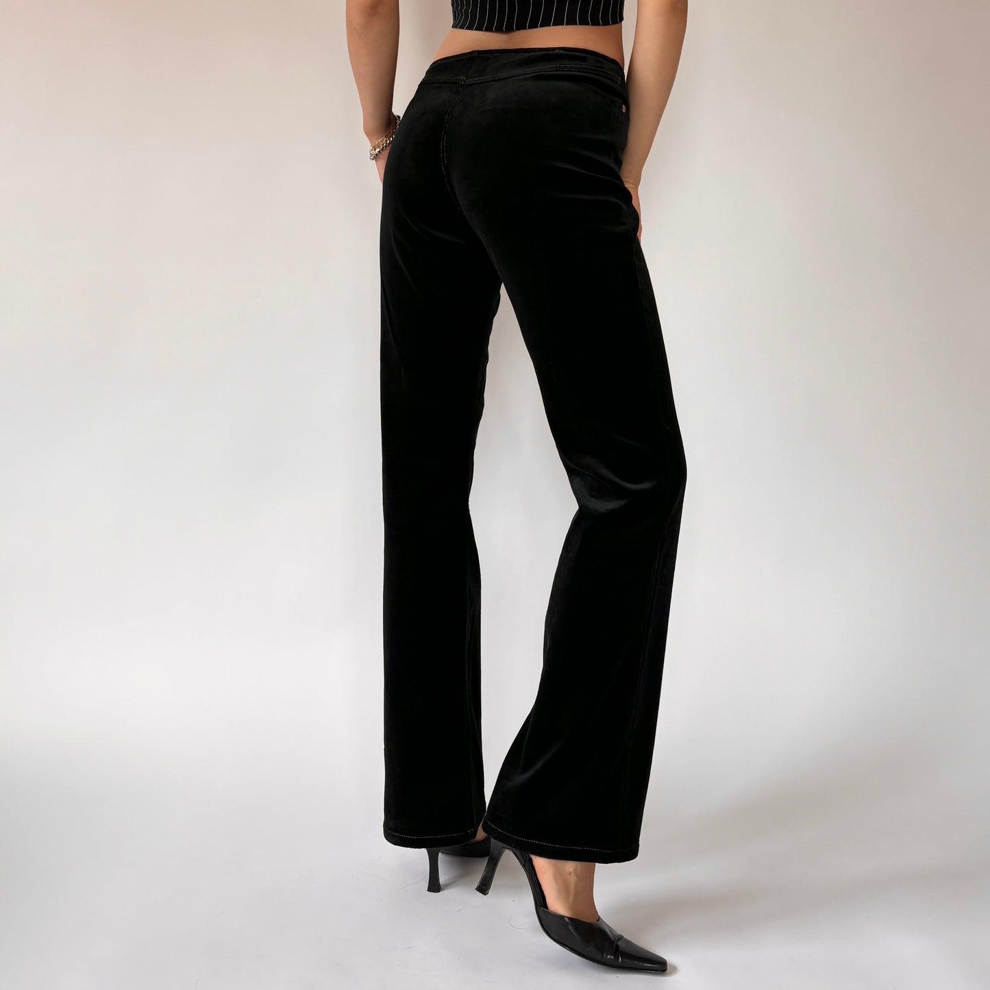 90s Noir Velvet Flares (XS)