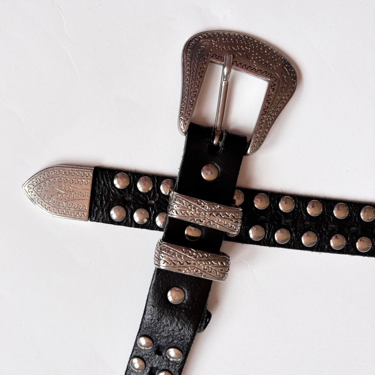 Vintage Studded Leather Belt (S)