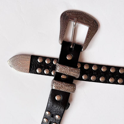 Vintage Studded Leather Belt (S)