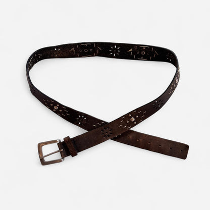Studded Cutout Leather Belt