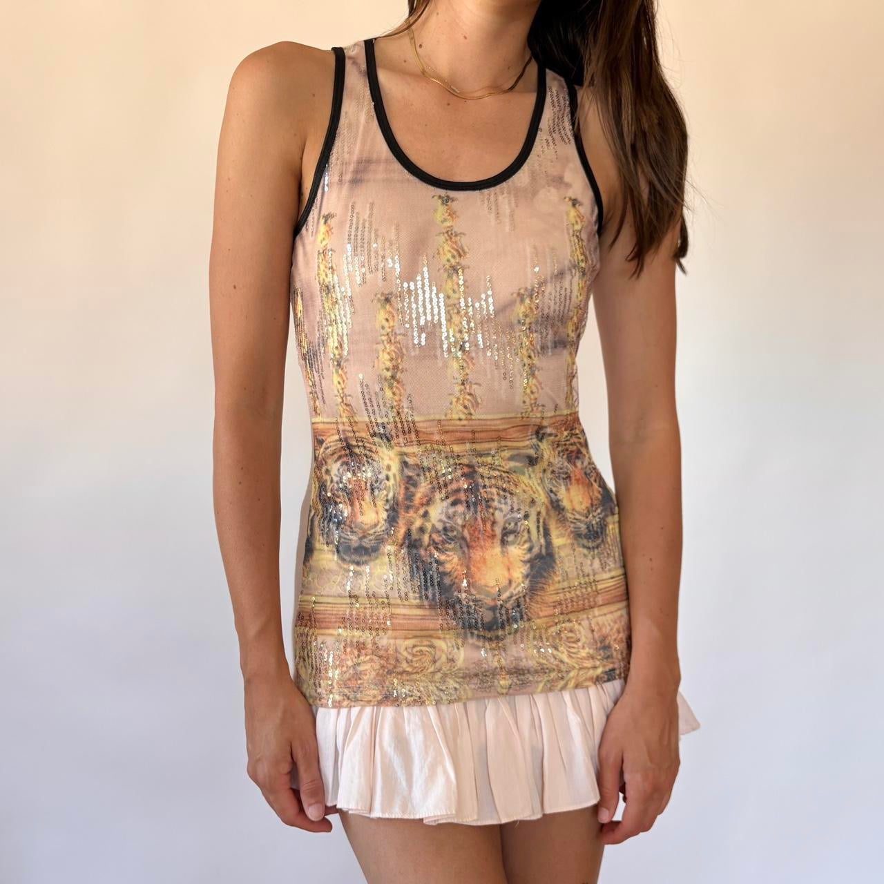 Y2K Sequin Tiger Tank (XS/S)