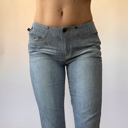 Y2K Pinstripe Denim Capris (XS)
