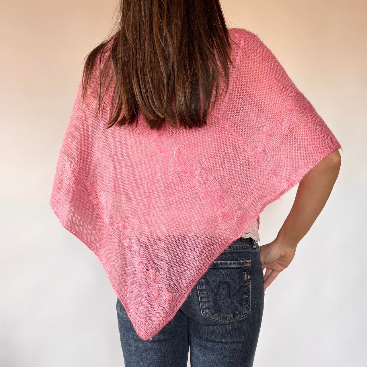 Y2K Pink Knit Poncho