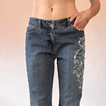 Y2K Beaded Jeans (S/M)