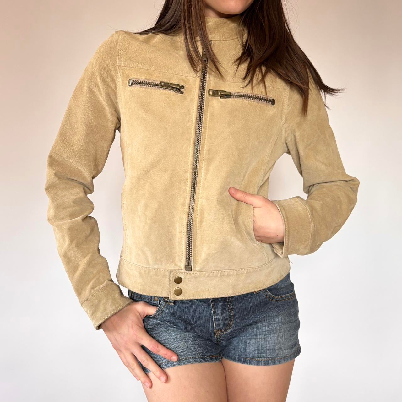 Y2K Suede Moto Jacket (XS/S)