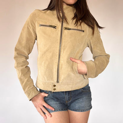 Y2K Suede Moto Jacket (XS/S)
