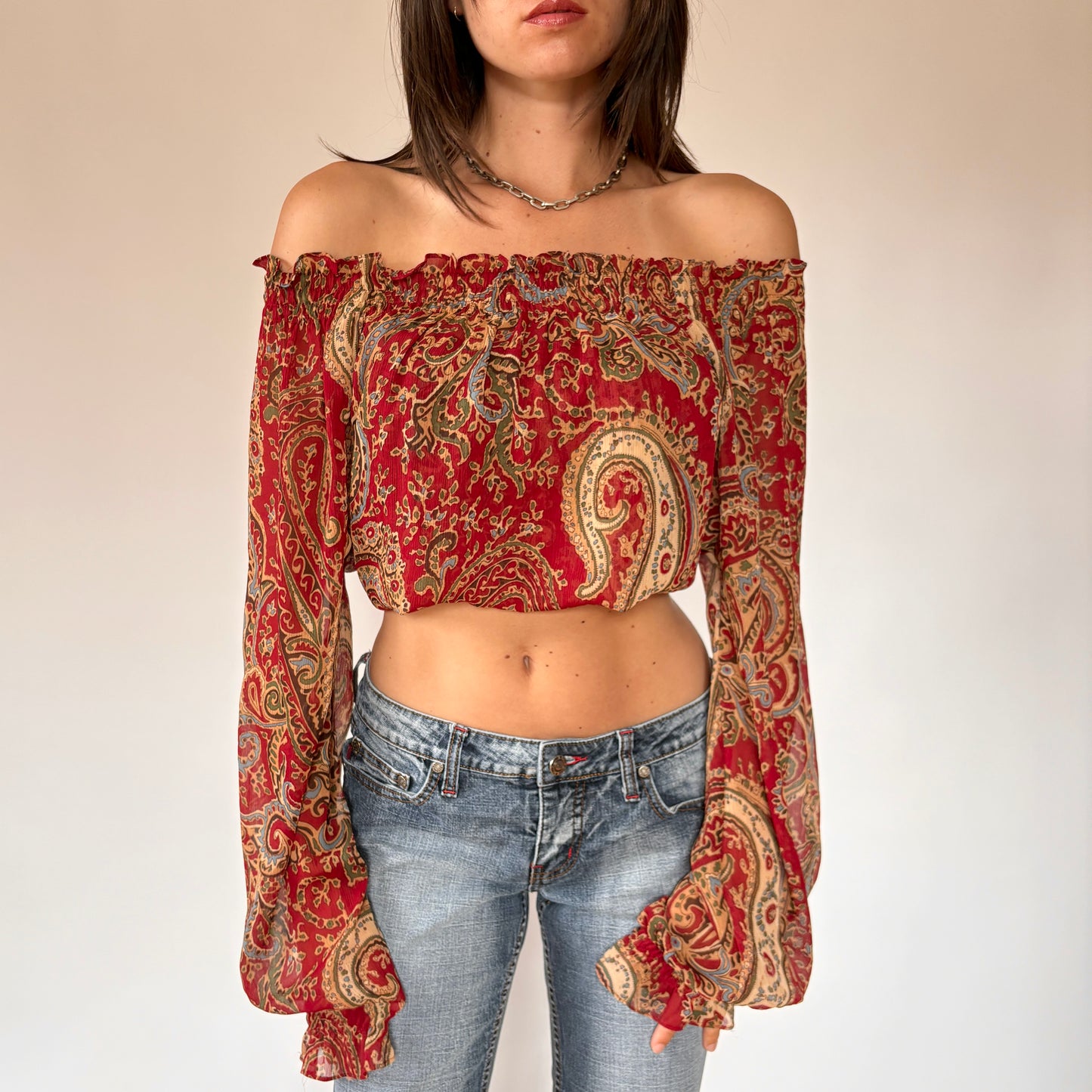 Y2K Paisley Blouse (M/L)