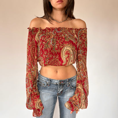 Y2K Paisley Blouse (M/L)