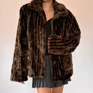 90s Furry Brown Coat (XL)