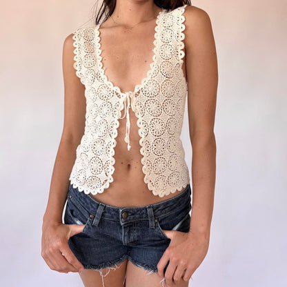 Tie Front Crochet Top (XS/S)