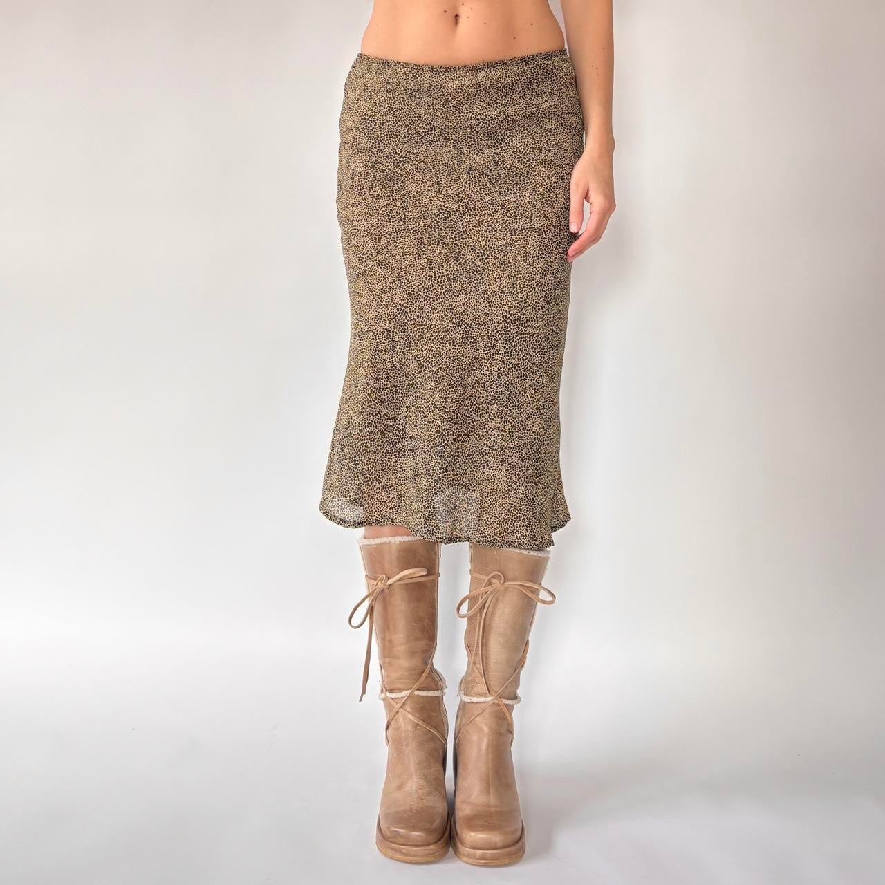 90s Giraffe Print Midi Skirt (XS)