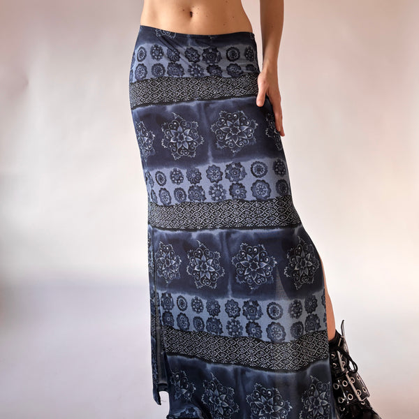 90s Slinky Blue Maxi Skirt (S)