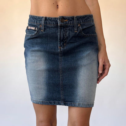 Y2K Faded Denim Skirt (S)