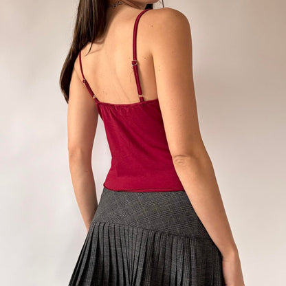 Burgundy Eyelet Ribbon Cami (S/M)