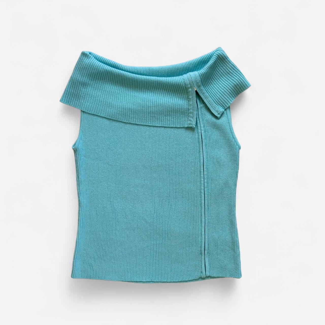 90s Aqua Rollover Top (M-1X)