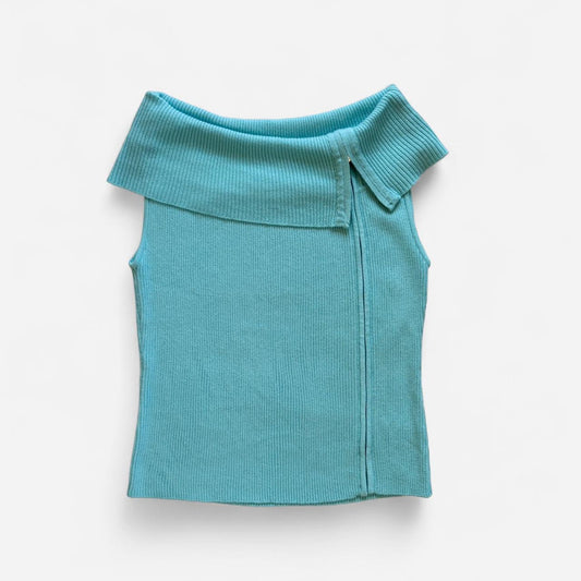 90s Aqua Rollover Top (M-1X)