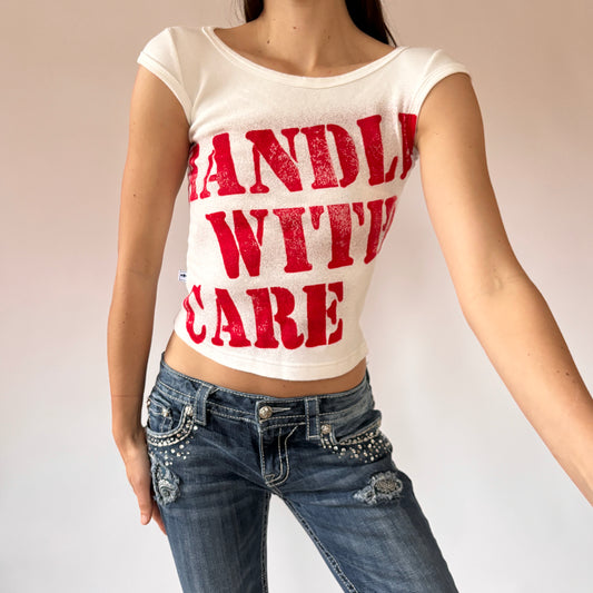 90s Handle With Care Baby Tee (XXS/XS)