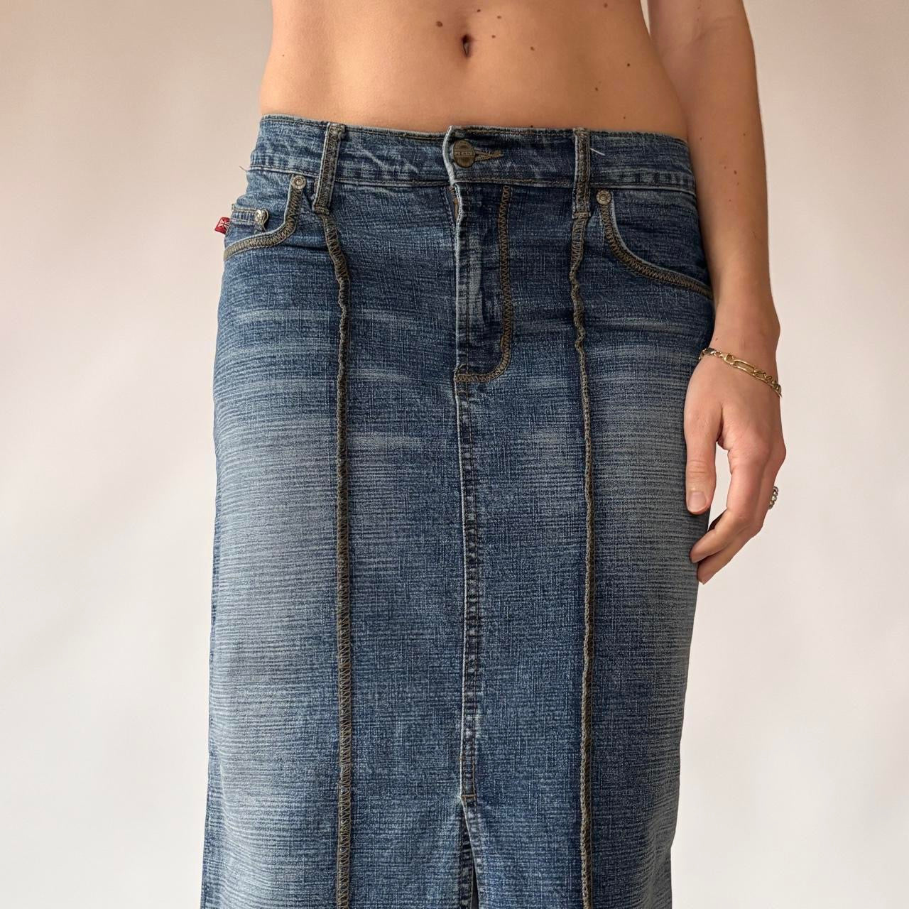 Y2K Denim Maxi Skirt (XS)
