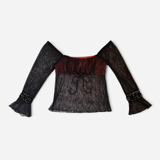 90s Mesh Milkmaid Top (M/L)