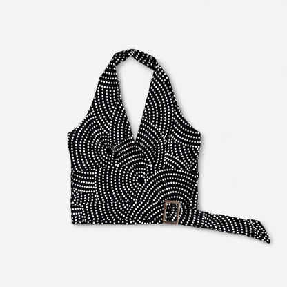 Y2K Polka Dot Halter Top (S)