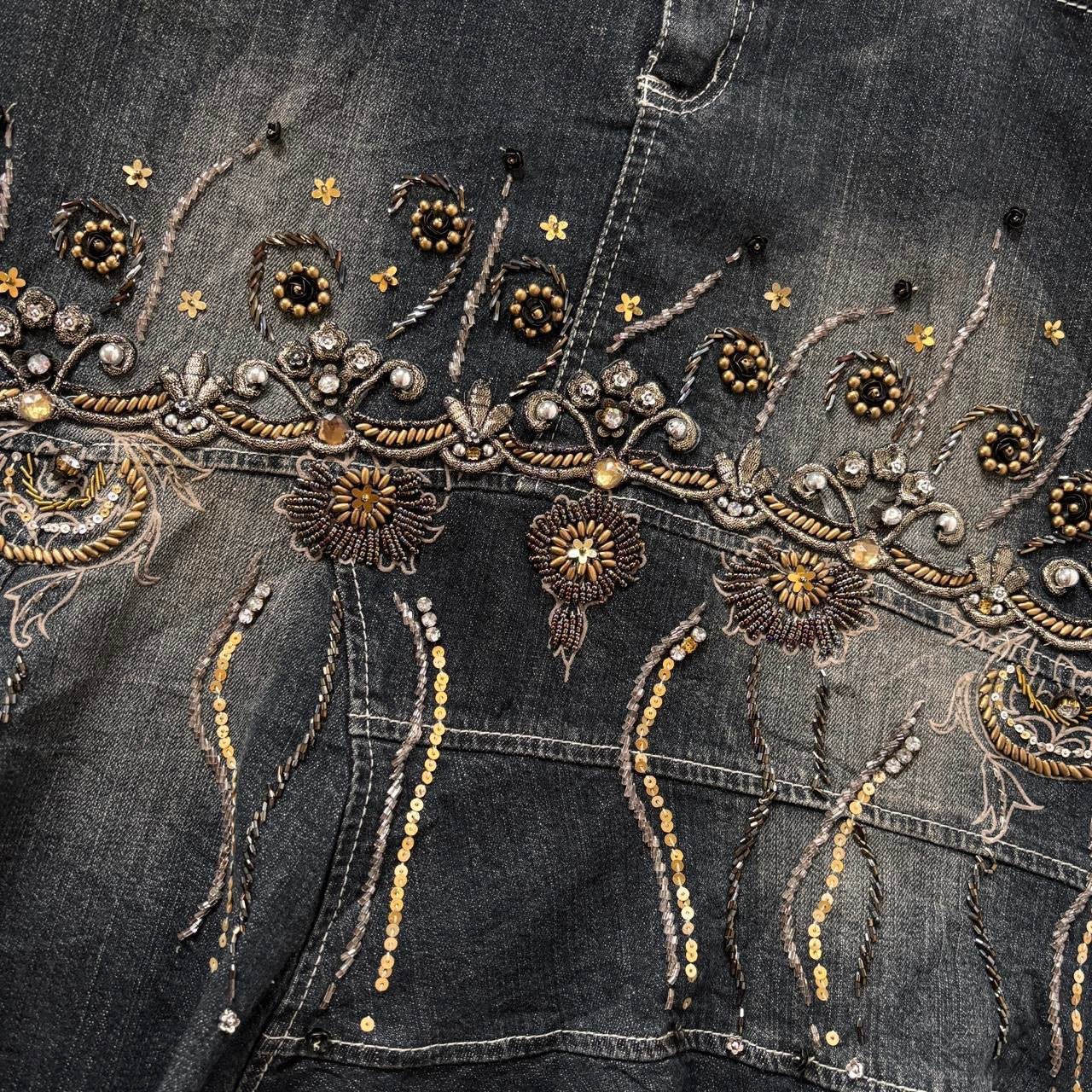 Y2K Embellished Denim Skirt (L/XL)