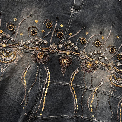 Y2K Embellished Denim Skirt (L/XL)