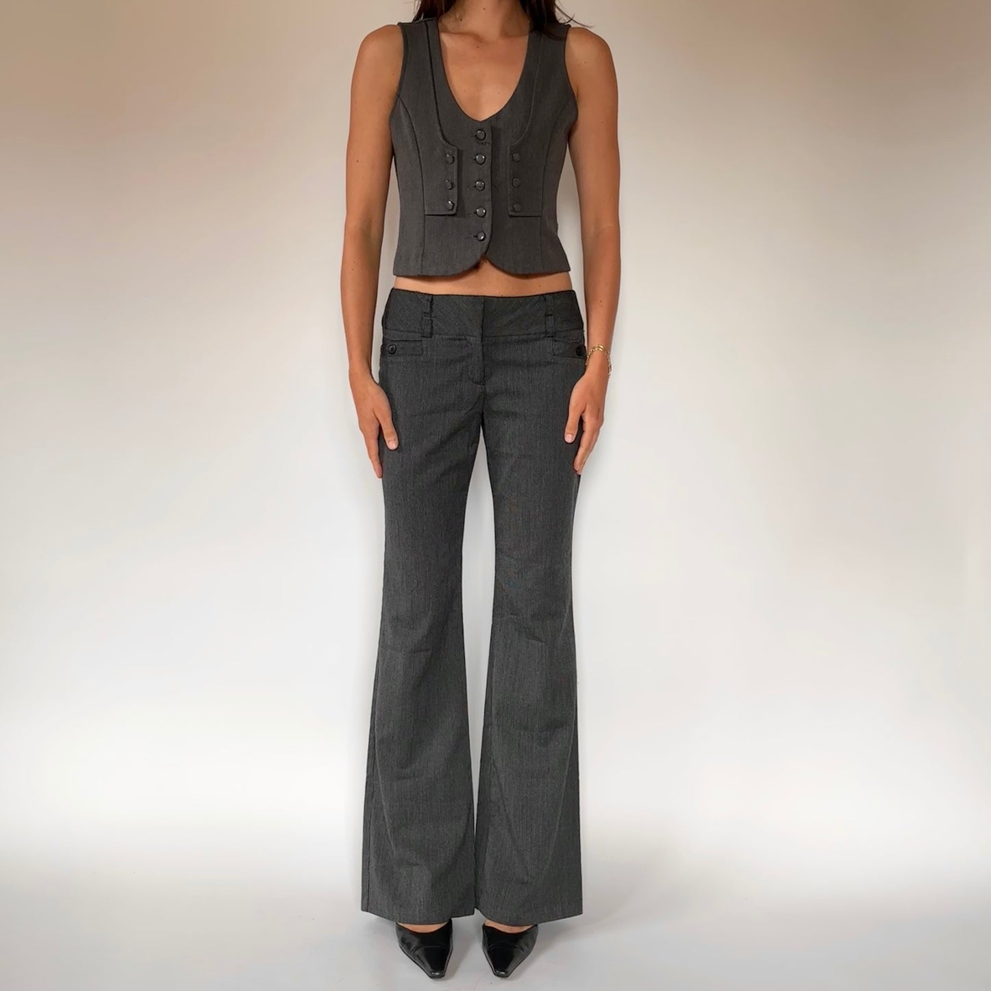 2000s Gray Office Flares (S)