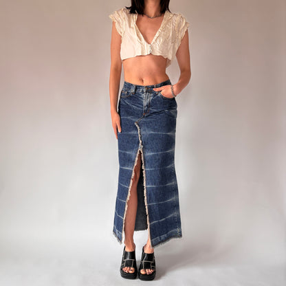 Y2K Denim Maxi Skirt (XS)