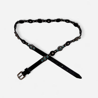 Embellished Stone Leather Belt