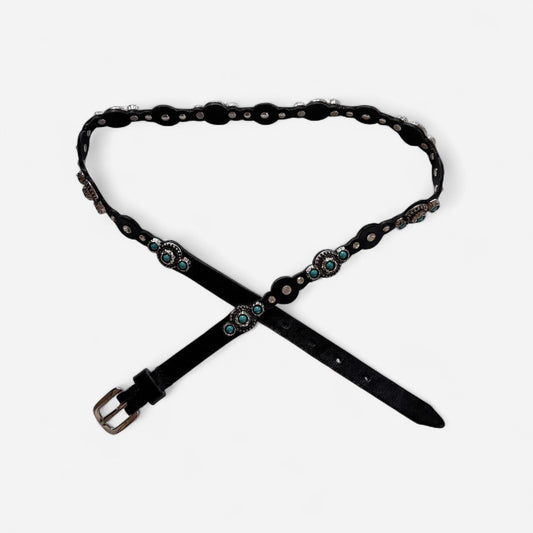 Embellished Stone Leather Belt