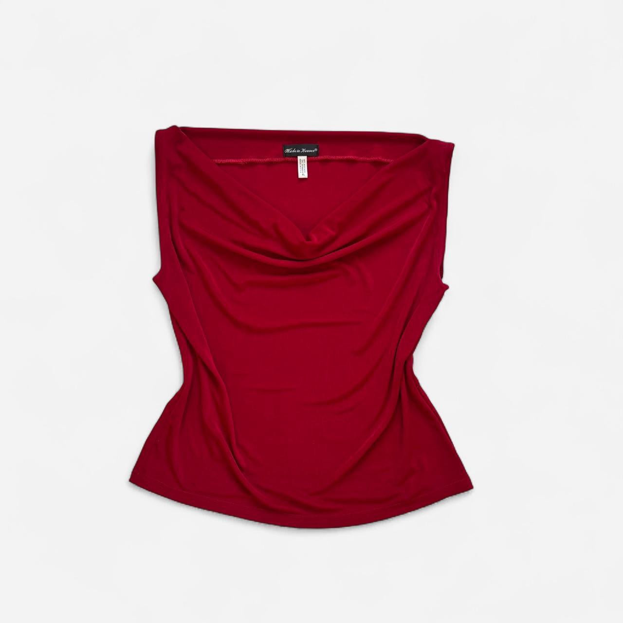 90s Slinky Cowl Neck Top (XL)