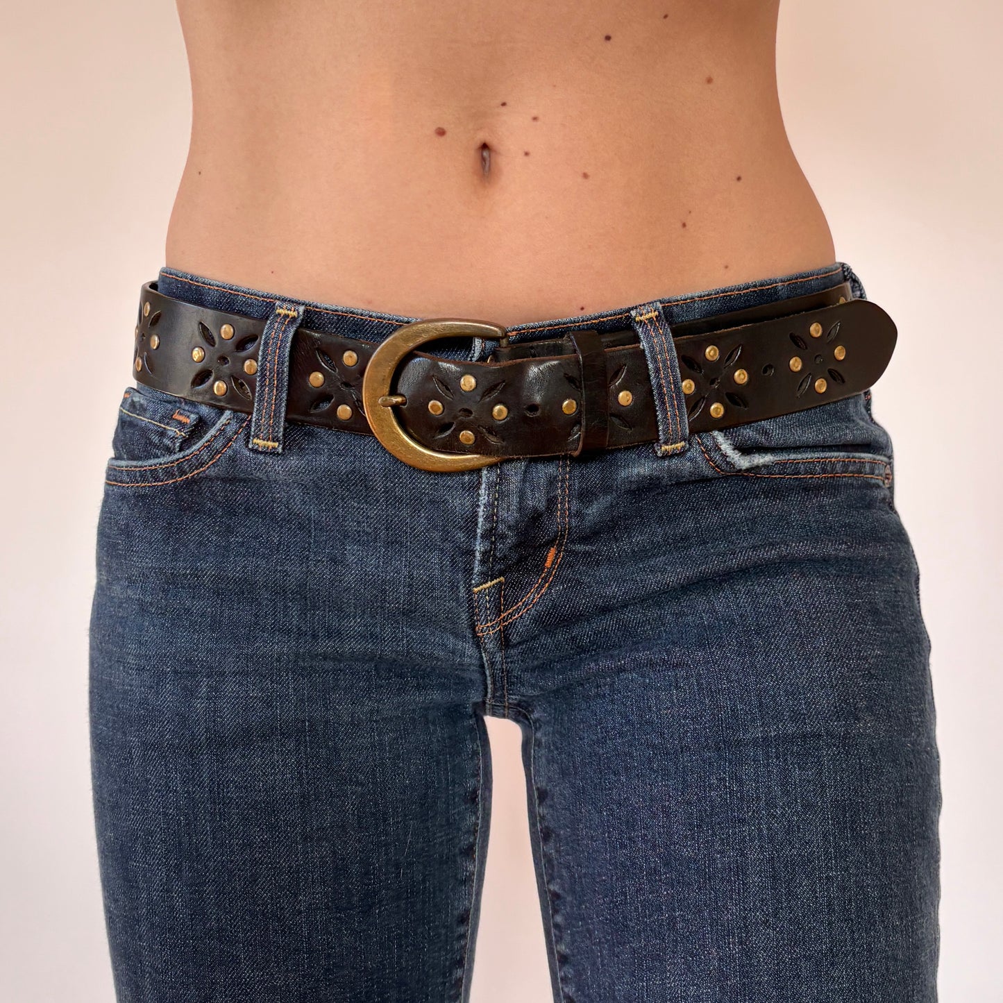 Y2K Black Studded Cutout Belt (M)
