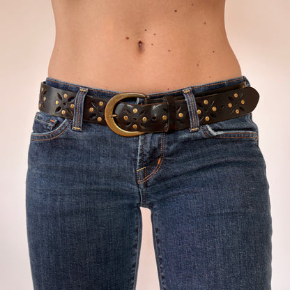 Y2K Black Studded Cutout Belt (M)