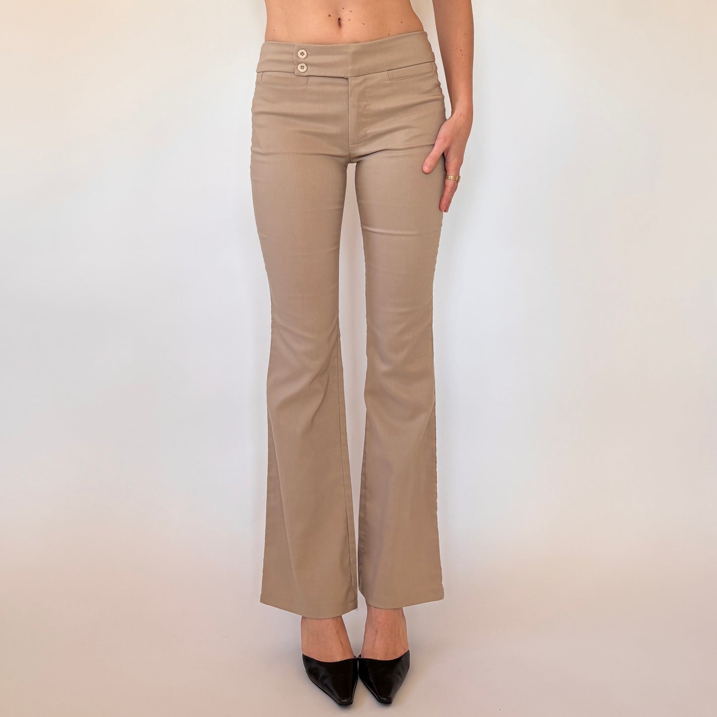 Y2K Nude Flare Trousers (XXS/XS)