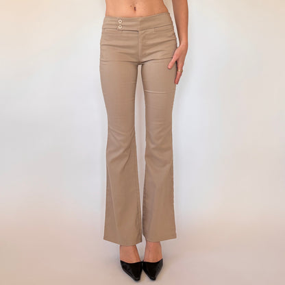 Y2K Nude Flare Trousers (XXS/XS)