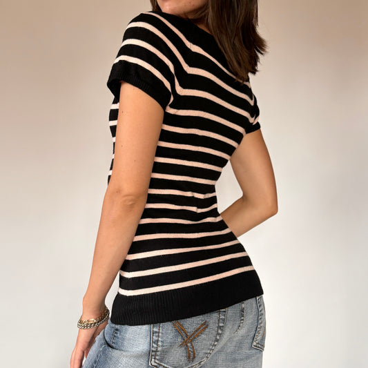 Y2K Striped Grommet Top (S)