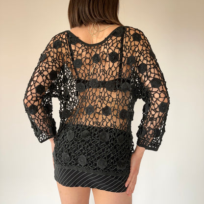 Vintage Noir Crochet Top (L)