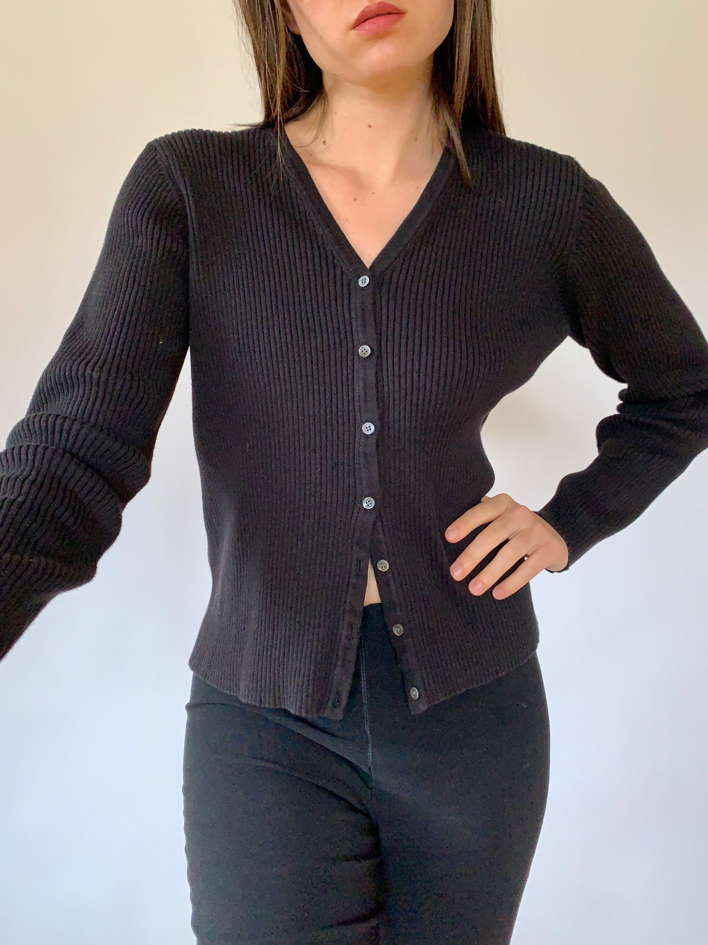 Vintage Ribbed Cardigan - Medium