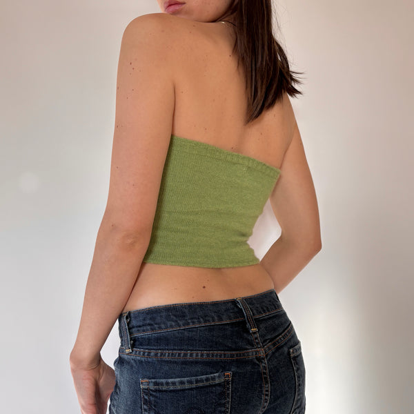 Y2K Cashmere Matcha Tube Top (S)