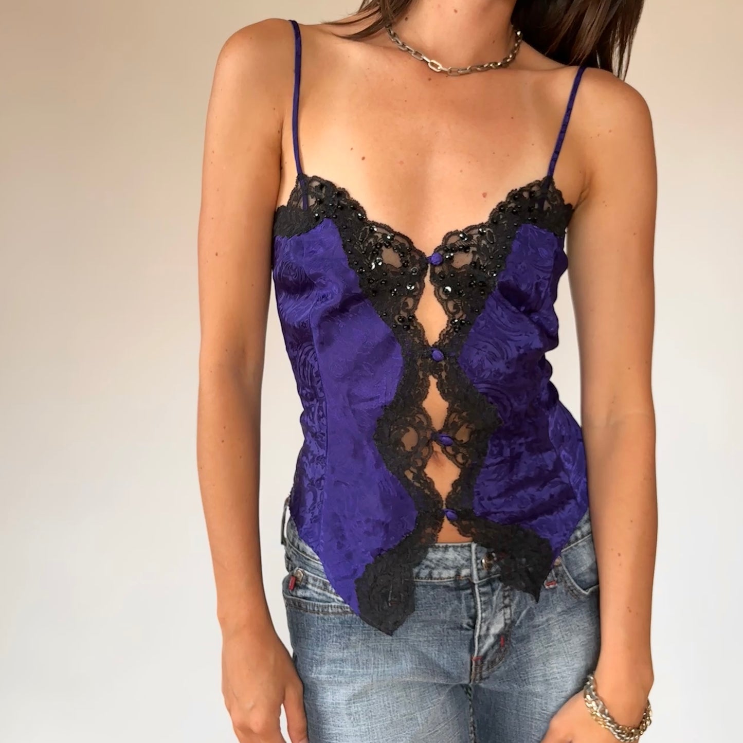 90s Purple Button Front Cami (S/M)