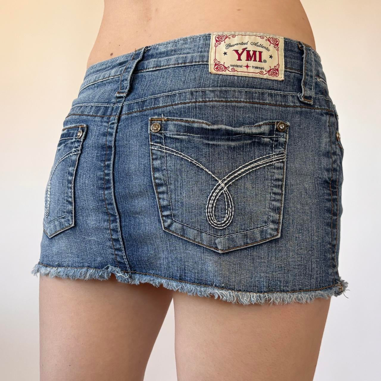 Y2K Low Rise Denim Micro Mini Skirt (XXS)