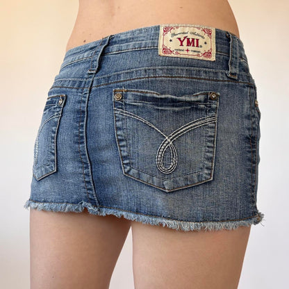 Y2K Low Rise Denim Micro Mini Skirt (XXS)