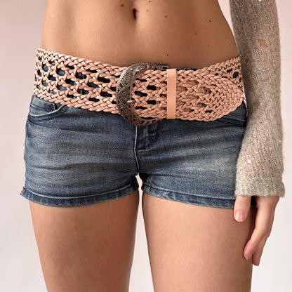 Braided Genuine Leather Chunky Statement Belt