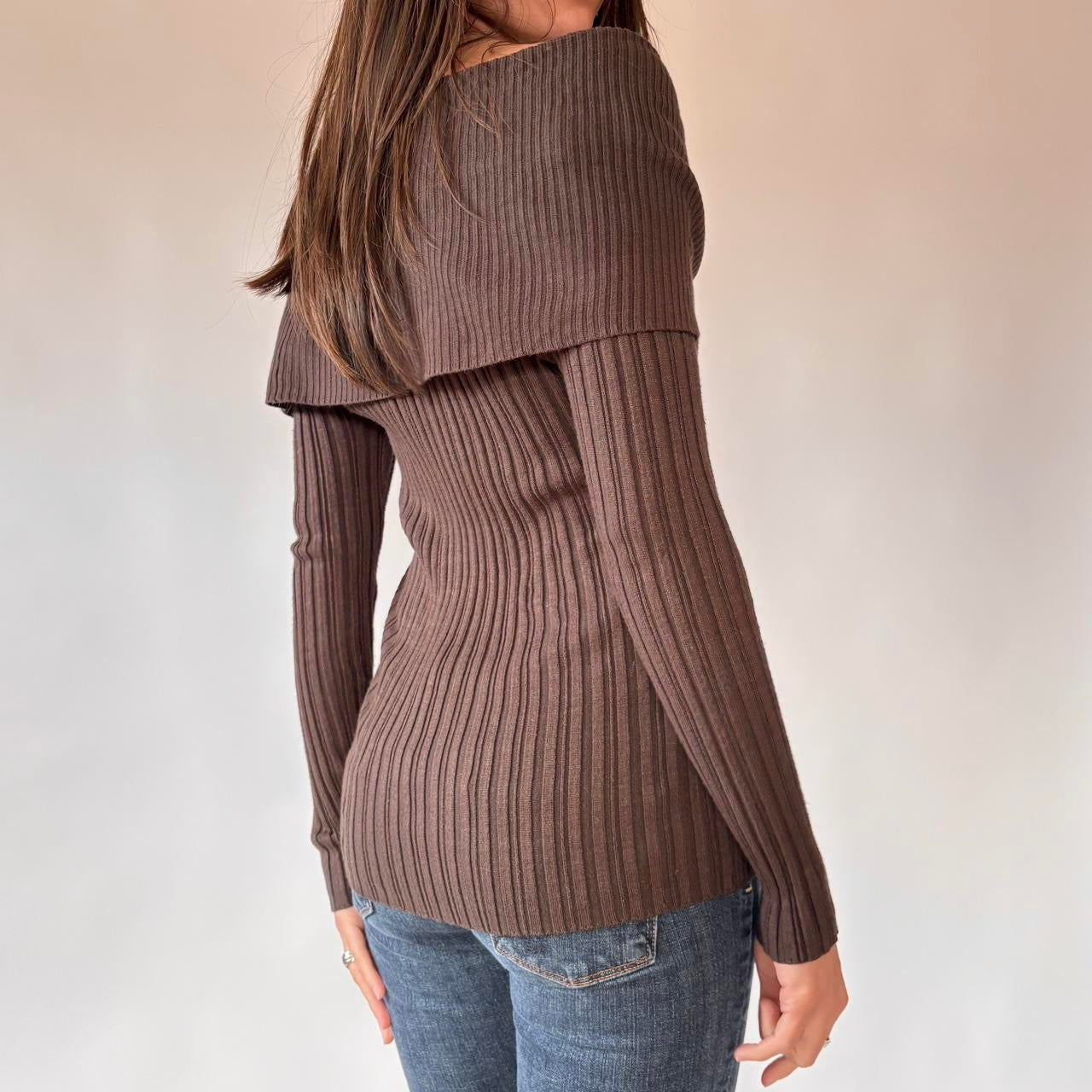 Y2K Chocolate Fold Over Top (L)