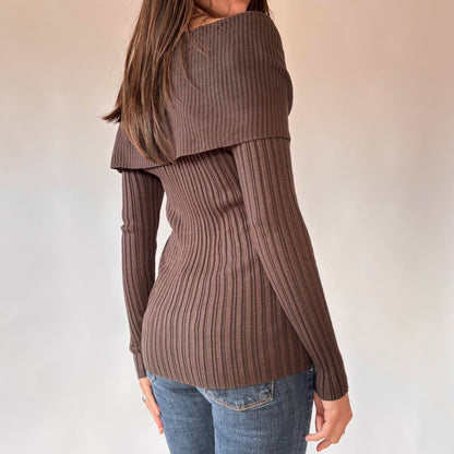 Y2K Chocolate Fold Over Top (L)